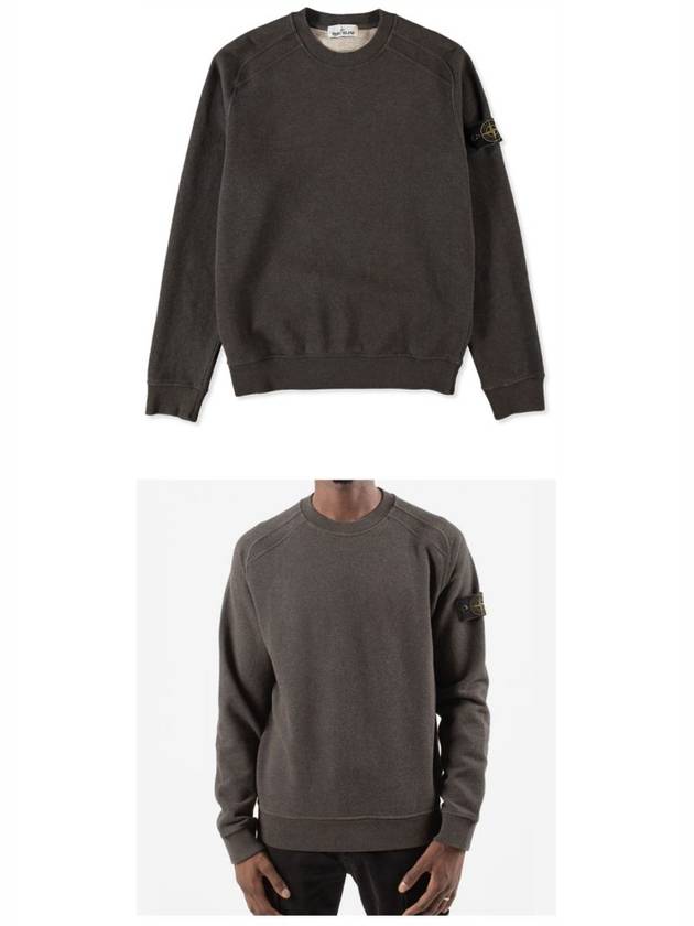 Dust Colour Treatment Crewneck Sweatshirt Dark Khaki - STONE ISLAND - BALAAN 5