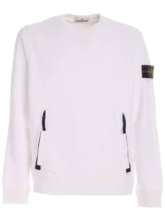 Men's Waffen Patch Zipper Pocket Sweatshirt White - STONE ISLAND - BALAAN.