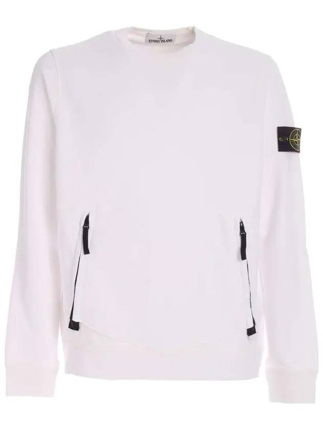 Wappen Side Zipper Pocket Sweatshirt White - STONE ISLAND - BALAAN 1