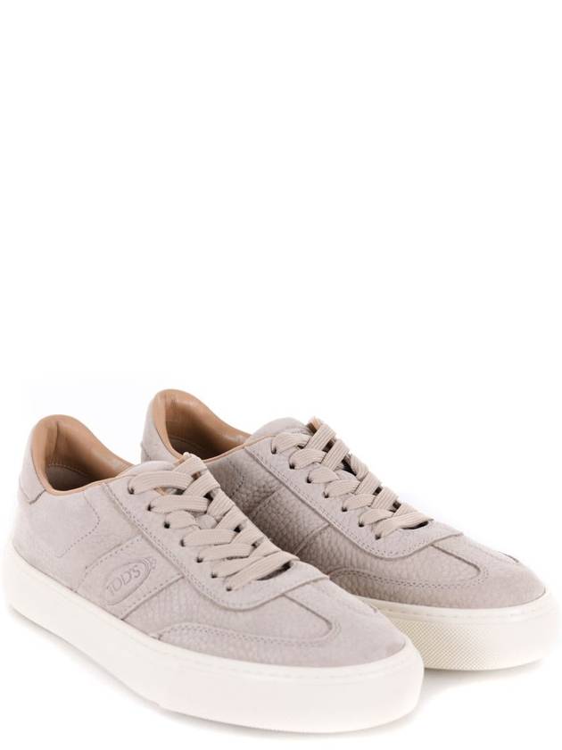 Embossed Logo Grained Leather Low Top Sneakers Light Grey - TOD'S - BALAAN 3