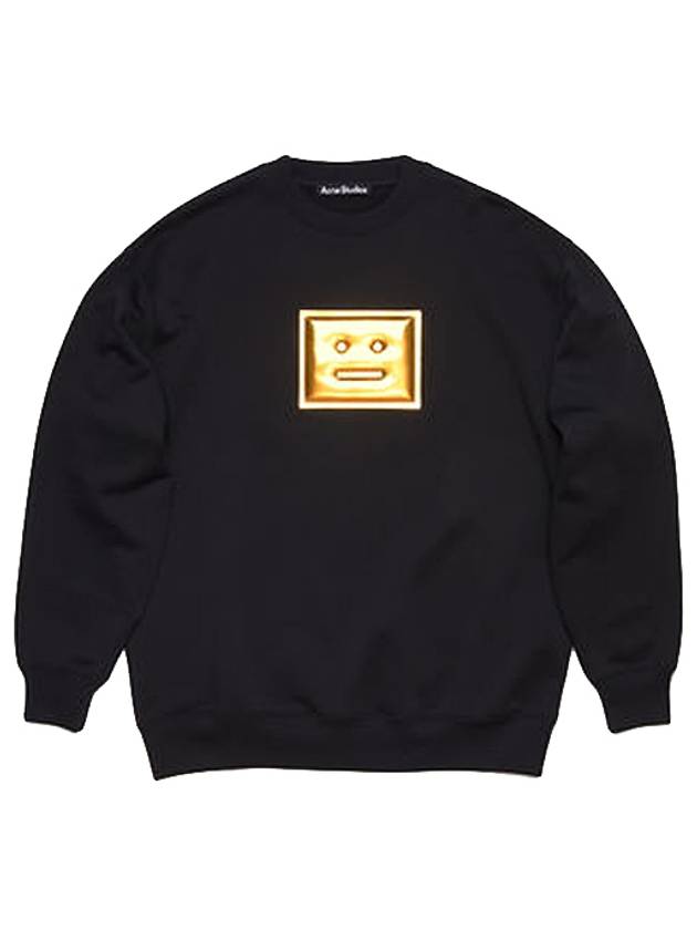 Metallic Face Patch Overfit Sweatshirt Black - ACNE STUDIOS - BALAAN 2