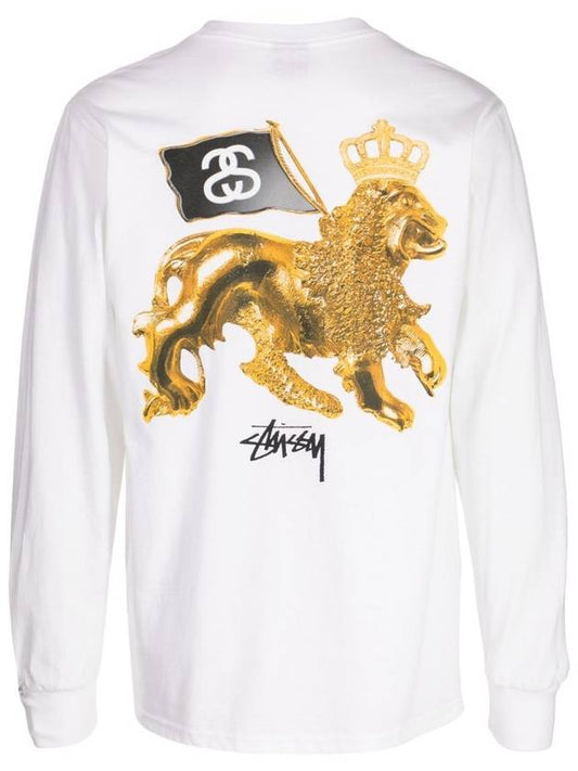 Logo Gold Lion Long Sleeve T Shirt White 1994916 WH - STUSSY - BALAAN 1