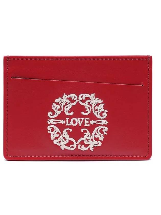 Truth White Embroider Leather Card Wallet Red - MAISON MARGIELA - BALAAN 1