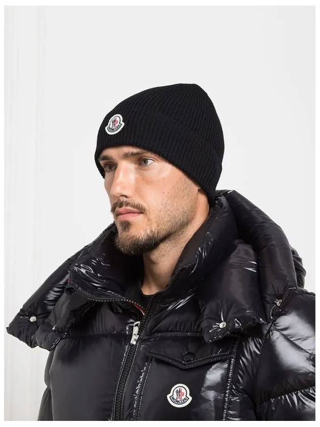 Logo Wool Beanie Black 3B70500 A9342 - MONCLER - BALAAN 4