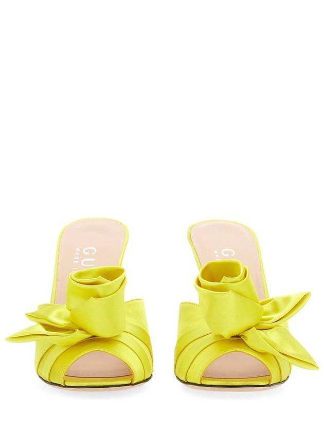 Women's Spear Open Toe Satin Sandals Heel Yellow - GUCCI - BALAAN 6