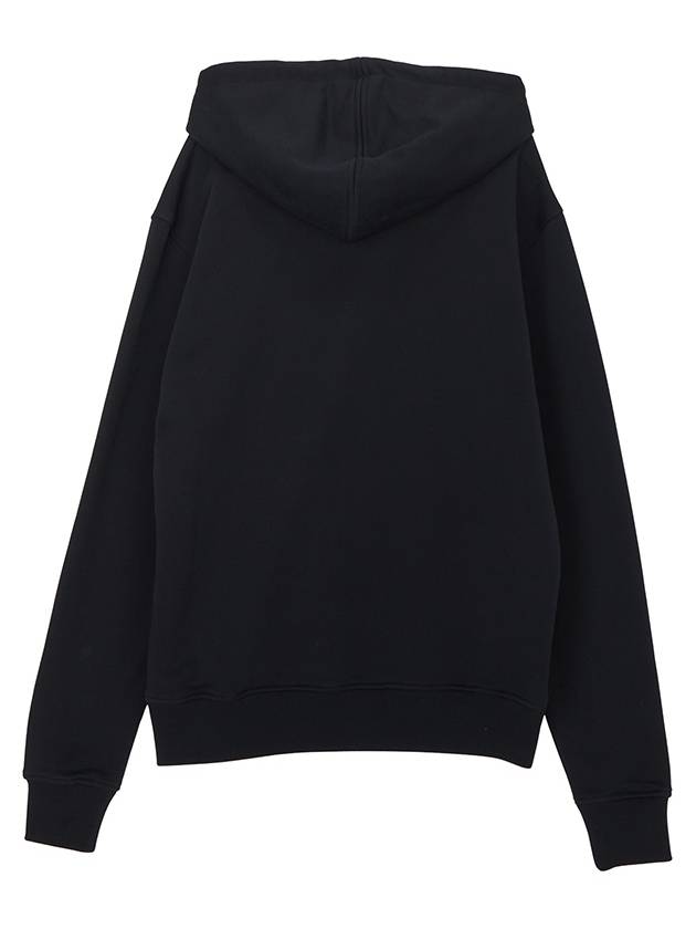 Heart Logo Drawstring Cotton Zip-Up Hoodie Black - AMI - BALAAN 3