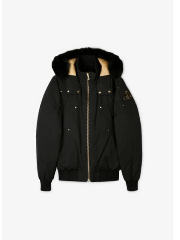 Ballistic Bomber Jacket Black Fox Fur Gold Metal Black - MOOSE KNUCKLES - BALAAN 3