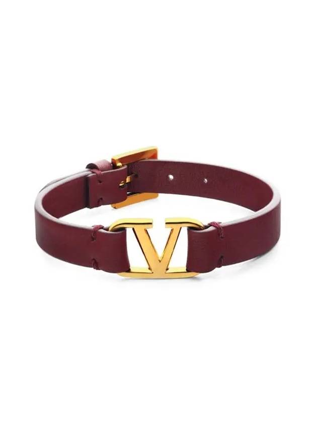 V Logo Leather Bracelet Red - VALENTINO - BALAAN 1