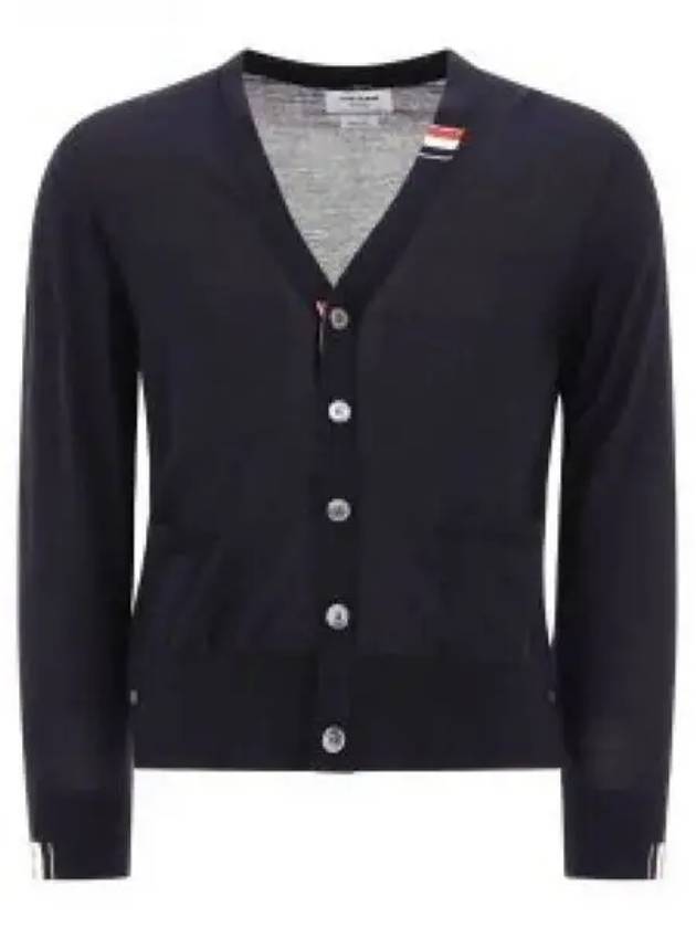 Men's Jersey Stitch V-Neck Cardigan Navy - THOM BROWNE - BALAAN 2