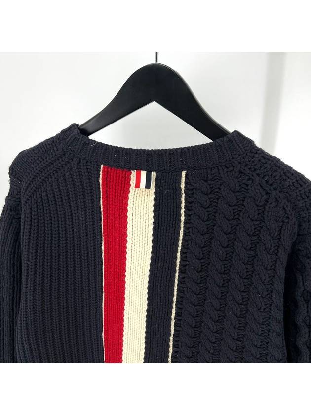 Back stripe cable knit navy size 2 - THOM BROWNE - BALAAN 3