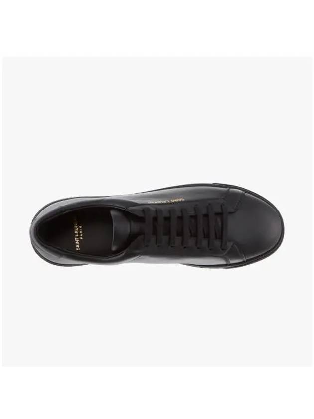 Andy Embossed Logo Leather Low Top Sneakers Black - SAINT LAURENT - BALAAN 4