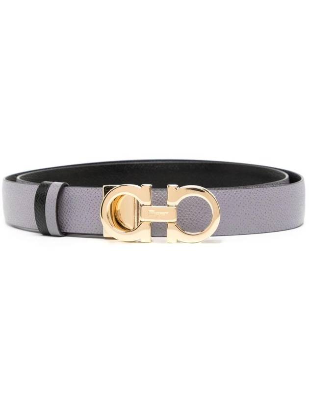 Reversible Gancini Leather Belt Black Hematite - SALVATORE FERRAGAMO - BALAAN 1