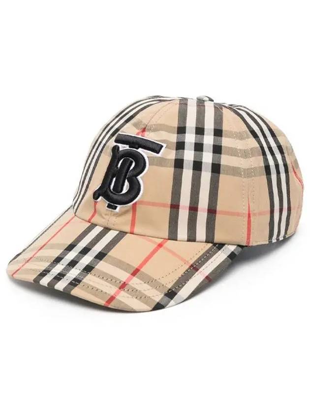 Monogram Motif Vintage Check Cotton Baseball Cap Archive Beige - BURBERRY - BALAAN 3