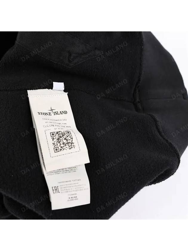 Wappen Patch Cotton Fleece Hoodie Black - STONE ISLAND - BALAAN 9