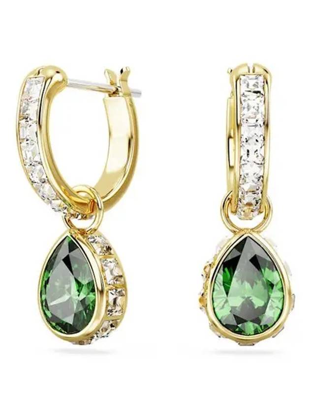 Chroma Drop Pear Cut Earrings Gold Green - SWAROVSKI - BALAAN 3