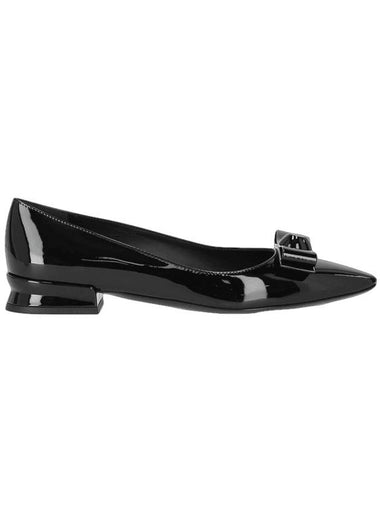 Salvatore Women's Catherine Barra Leather Flat Shoes Black - SALVATORE FERRAGAMO - BALAAN 1