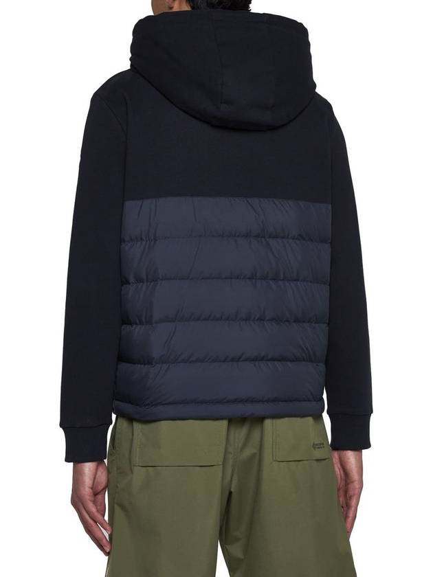 Logo Embroidered Padded Hooded Jacket Navy - MONCLER - BALAAN 6