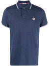 Logo Patch Cotton Polo Shirt Dark Blue - MONCLER - BALAAN 1