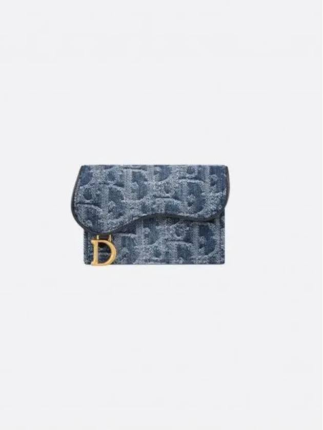 Saddle Bloom Oblique Jacquard Denim Card Wallet Blue - DIOR - BALAAN 2