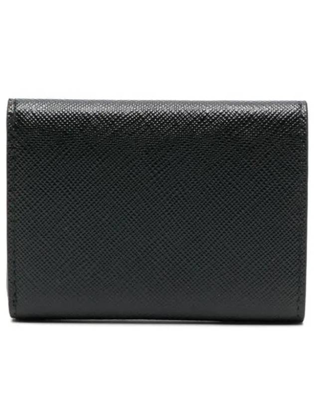 Women's Triangle Logo Saffiano Compact Half Wallet Black - PRADA - BALAAN 3