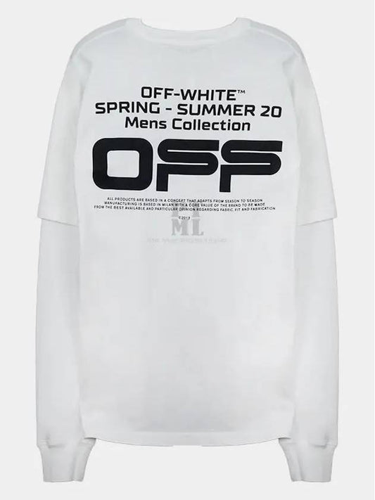 Men's Wave Double Sleeve Long Sleeve T-shirt White OMAB022R20185004 - OFF WHITE - BALAAN 2