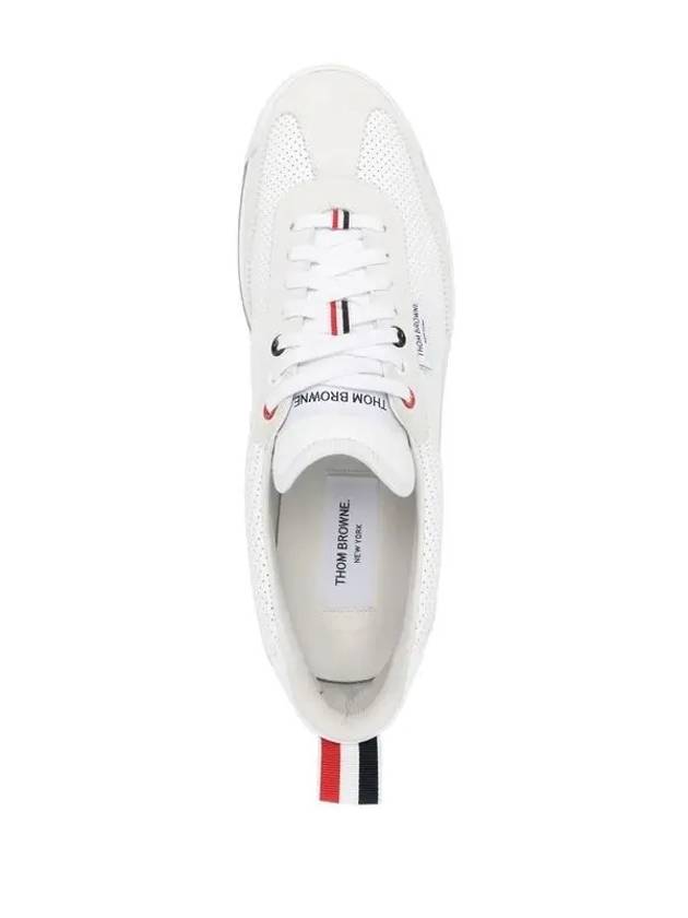 Vitello Calf Leather Clear Sole Tech Runner Sneakers White - THOM BROWNE - BALAAN 3