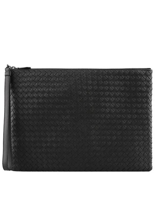 Men's Intrecciato Strap Clutch Bag Black - BOTTEGA VENETA - BALAAN 2