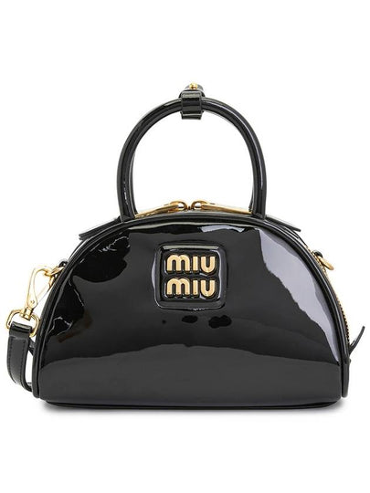 Patent Leather Top Handle Shoulder Bag Black - MIU MIU - BALAAN 2