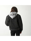 Logo Hoodie Trucker Denim Jacket Charcoal Wash - CELINE - BALAAN 8