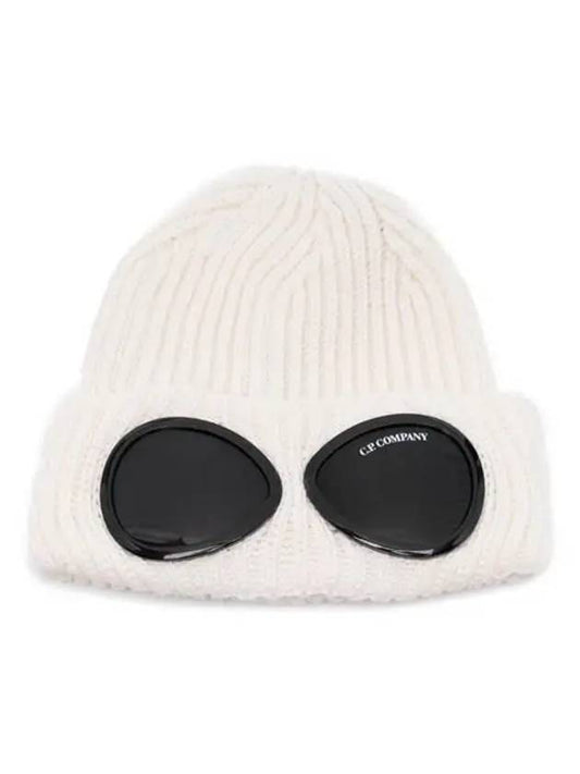 Signature Goggles Wool Beanie White - CP COMPANY - BALAAN 2