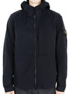 Men's Wappen Patch Supima Cotton Hooded Jacket Navy - STONE ISLAND - BALAAN 3