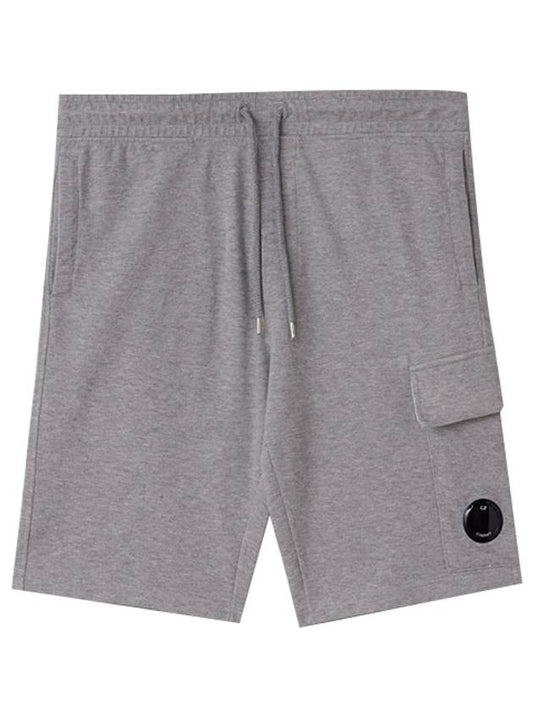 Men's Light Fleece Lens Wappen Cargo Shorts Grey - CP COMPANY - BALAAN.