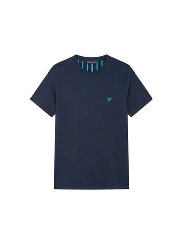 UNDERWEAR Men s Embroidered Logo Cotton Lounge T Shirt Marine - EMPORIO ARMANI - BALAAN 1