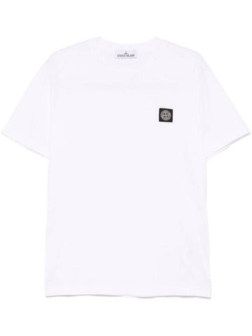 Stone Island Slit Fit Cotton Jersey T-Shirt With Patch Logo Clothing - STONE ISLAND - BALAAN 1