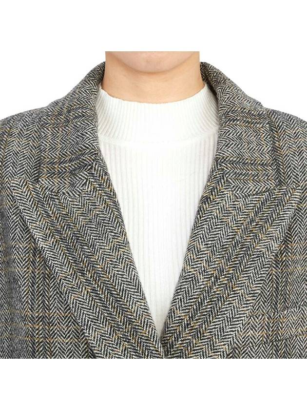 Women's Check Pattern Double Coat Beige - ISABEL MARANT - BALAAN 7