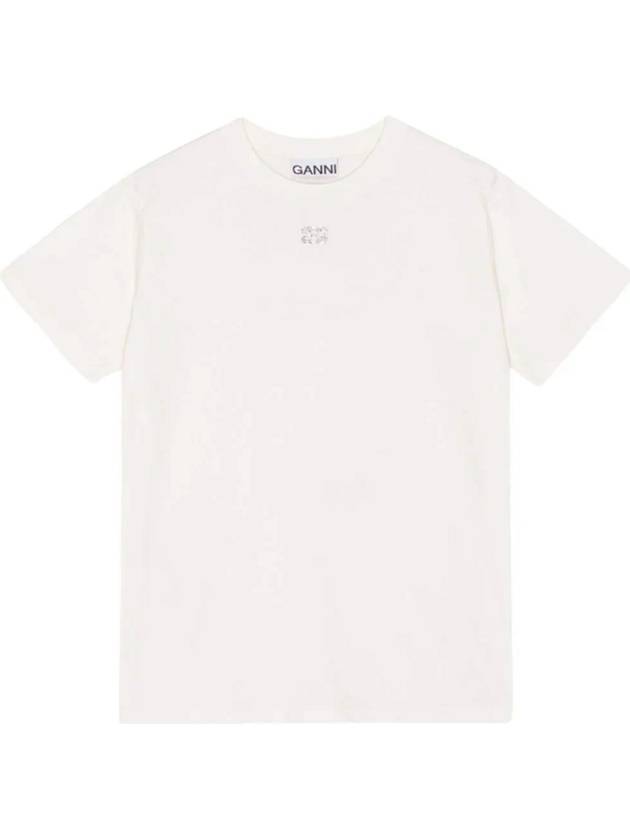 Logo Cotton Short Sleeve T-Shirt White - GANNI - BALAAN 2