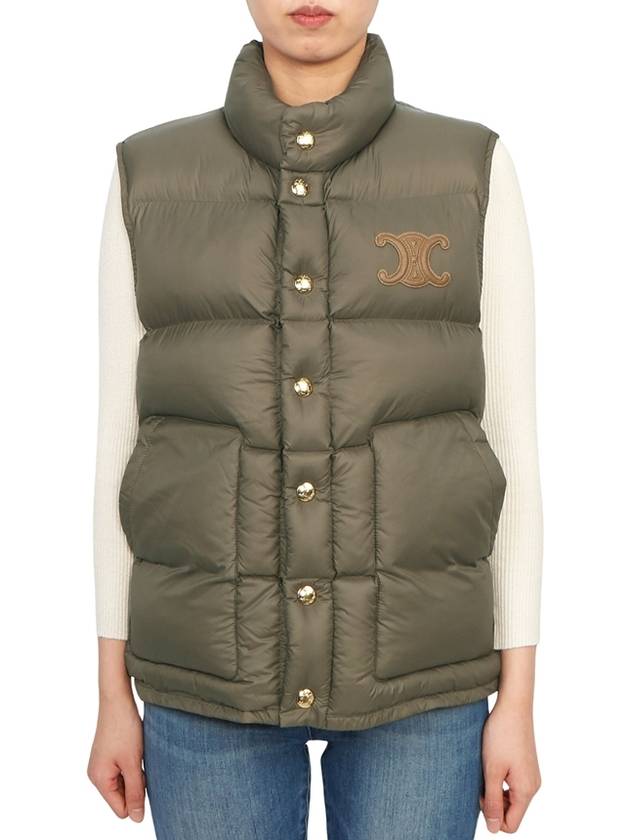 Triomphe Patch Quilt Nylon Vest Kaki - CELINE - BALAAN 2