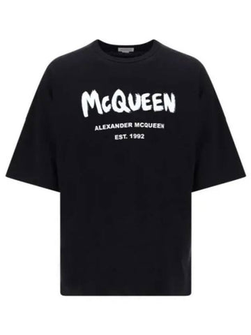 Logo short sleeve t shirt black 704969 QTZ04 - ALEXANDER MCQUEEN - BALAAN 1