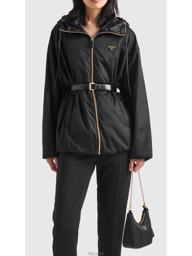 Re-Nylon Hooded Jacket Black - PRADA - BALAAN 4