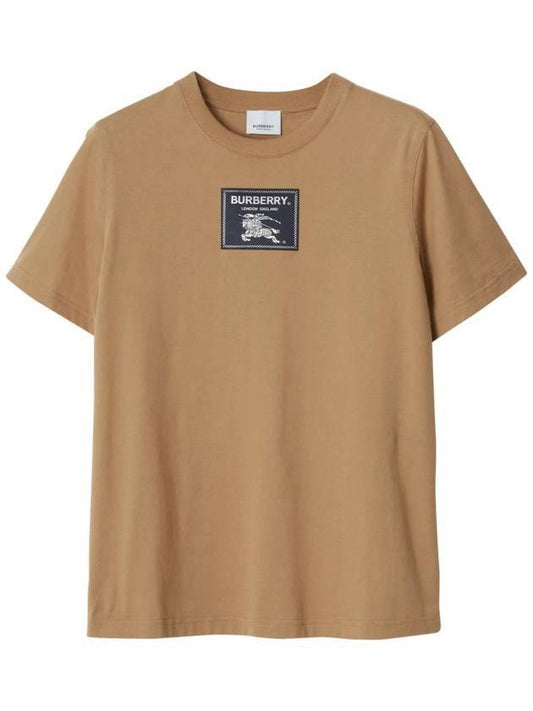 Women's Prosum Label Cotton Short Sleeve T-Shirt Camel - BURBERRY - BALAAN 1