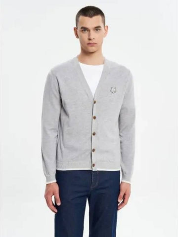 Men s Bold Foxhead Patch Regular Spring Fall Cardigan Gray Melange Domestic Product GM0024040146773 - MAISON KITSUNE - BALAAN 1