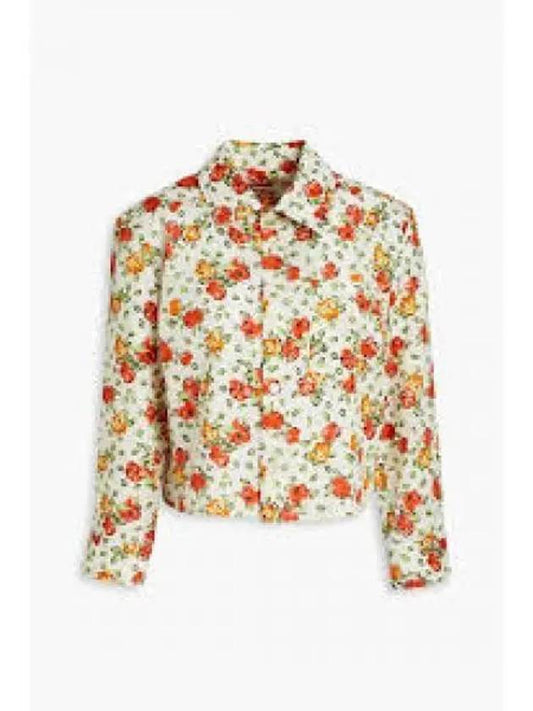 Floral Print Cropped Long Sleeve Shirt White - MARNI - BALAAN 2