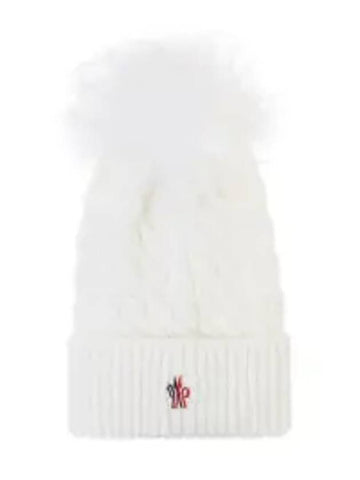 Grenoble Pom Wool Beanie White - MONCLER - BALAAN 1