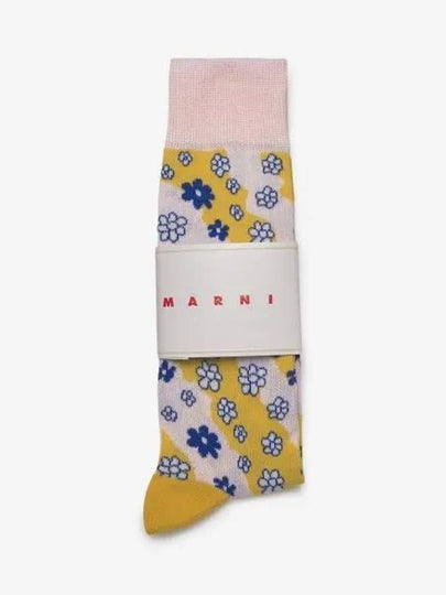 Striped Flower Motif Socks Light Pink - MARNI - BALAAN 2