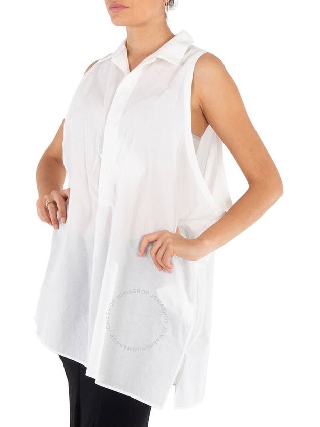 Y'S Ladies White Dropped No Sleeves Blouse, Brand Size 2 (Small) - YOHJI YAMAMOTO - BALAAN 2