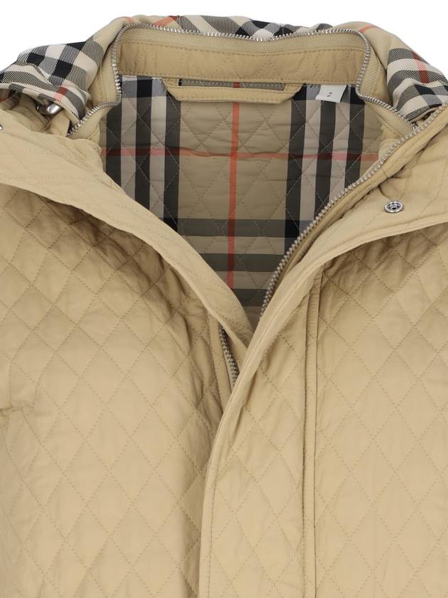 Check Hooded Quilted Jacket Beige - BURBERRY - BALAAN 4