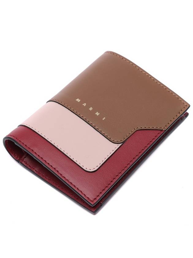 Logo Saffiano Leather Bifold Half Wallet Brown - MARNI - BALAAN 6