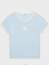 Women s Triomphe Cotton Jersey Short Sleeve T Shirt Pastel Blue Cream - CELINE - BALAAN 2