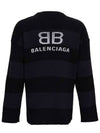 Back BB Logo Stripe Cotton Knit Top Black - BALENCIAGA - BALAAN 2