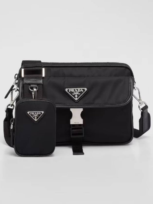 Re-Nylon Saffiano Leather Shoulder Bag Black - PRADA - BALAAN 2